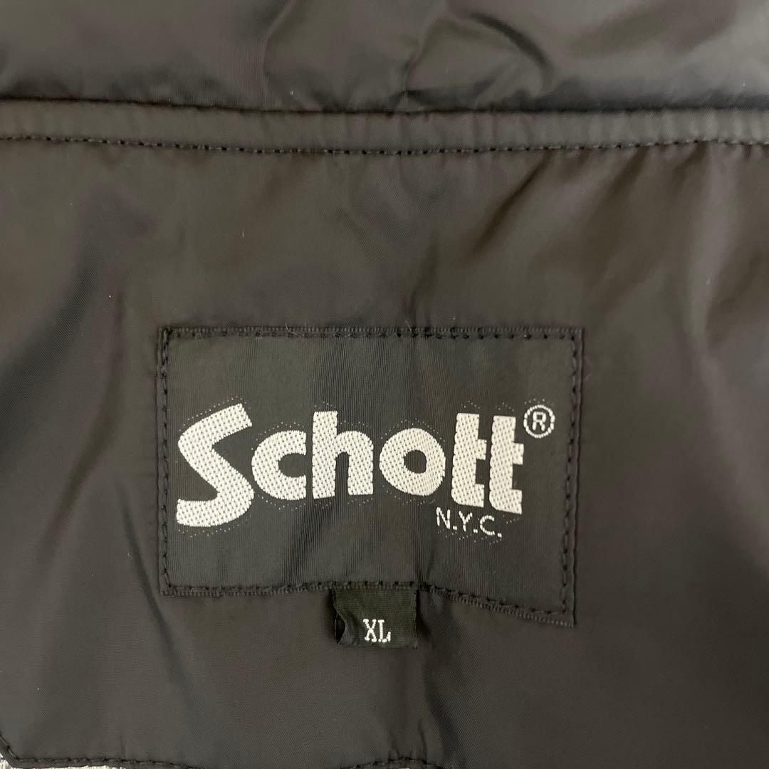 【試着のみ】Schott ブラックナイロンコーチジャケット