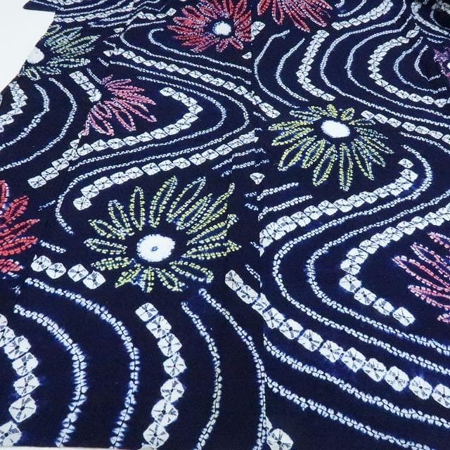 専用Y3221◆有松鳴海絞り 手縫い仕立て 背・胸当て付 向日葵　高級浴衣