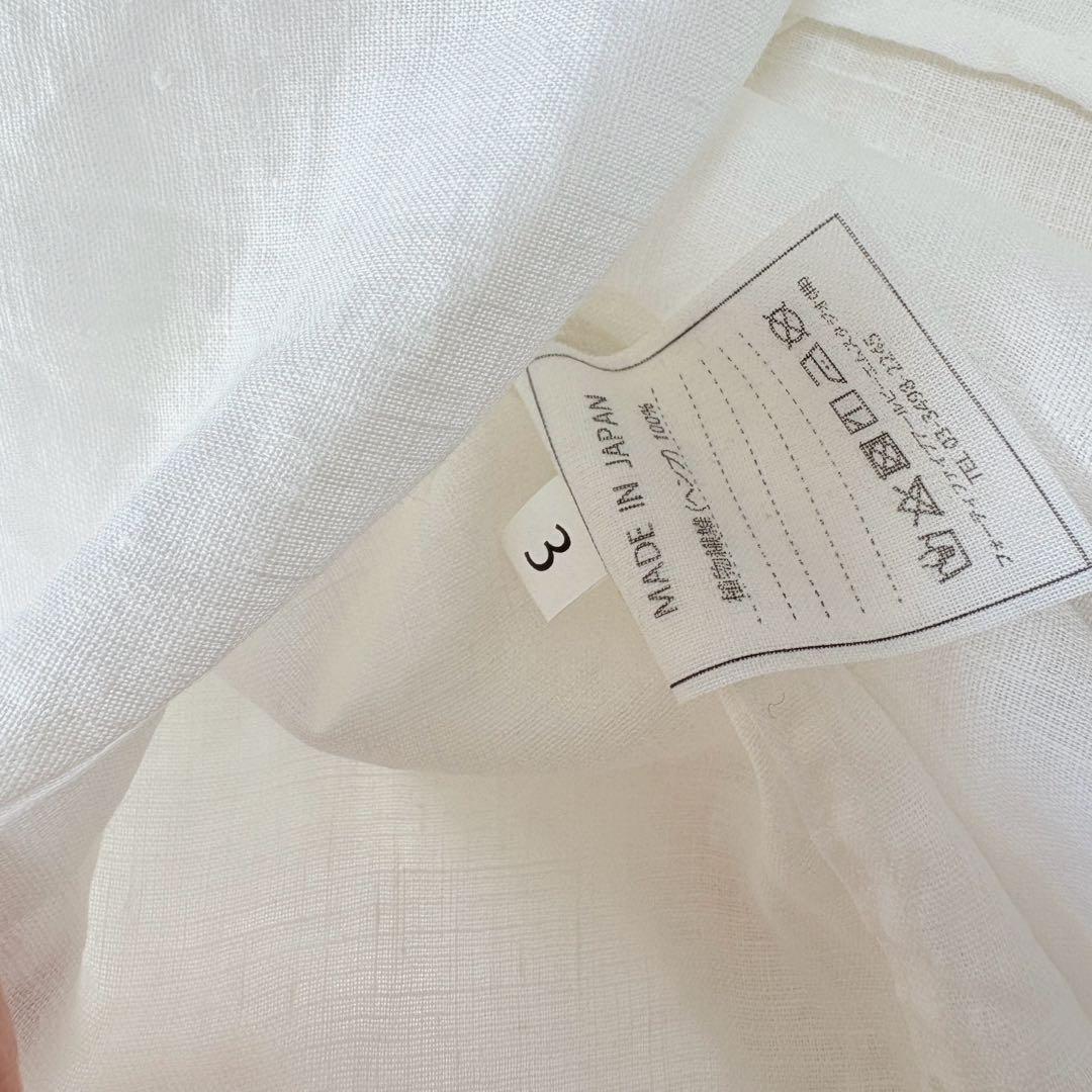 未使用タグ＊45R　スタンドカラー　ブラウス　ホワイト　リネン100%