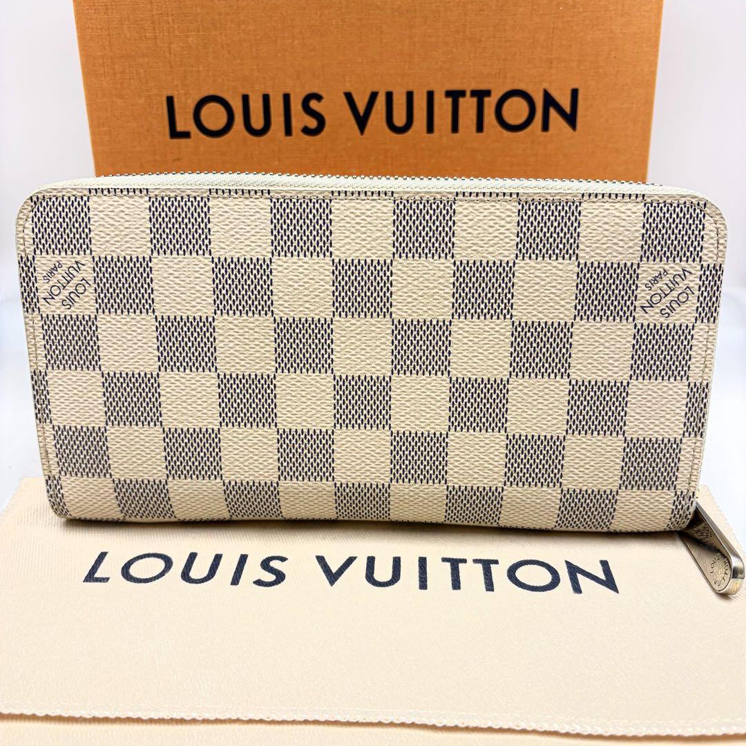 【美品】ルイヴィトン ジッピーウォレット ダミエ アズール M60019 白