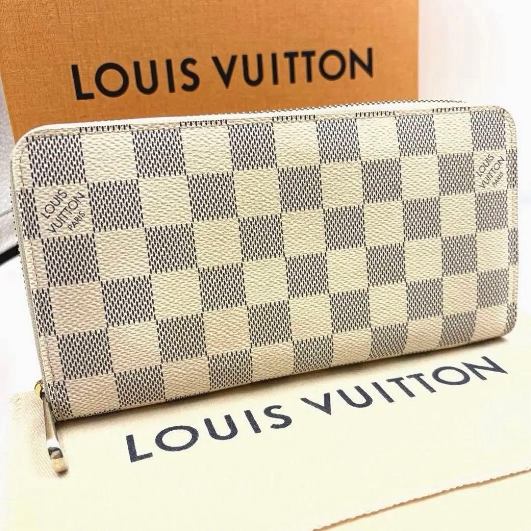 【美品】ルイヴィトン ジッピーウォレット ダミエ アズール M60019 白