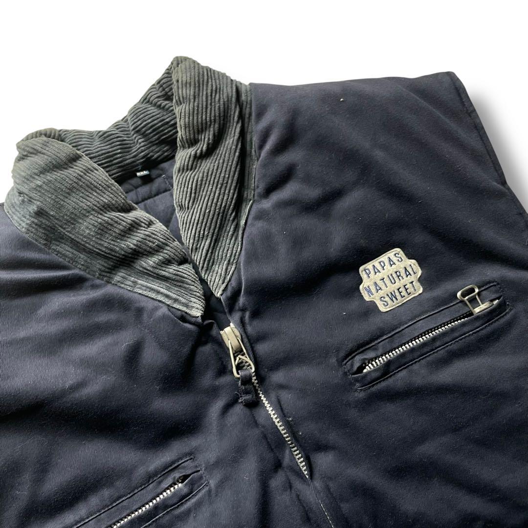 Papas パパス XXL コットンツイル 中綿入り 刺繍入りベスト イタリア製