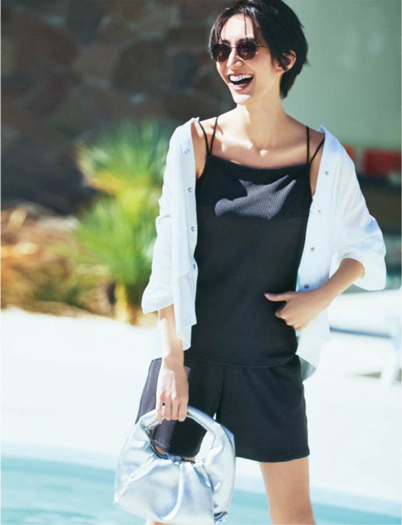 IEDIT福田麻琴さんコラボ リブ素材のスイムウェア3点セット　M