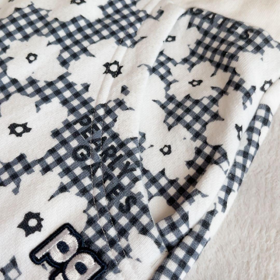 パーリーゲイツ セットアップ　パーカー　スカート　チェック　花柄　裏毛　ネイビー