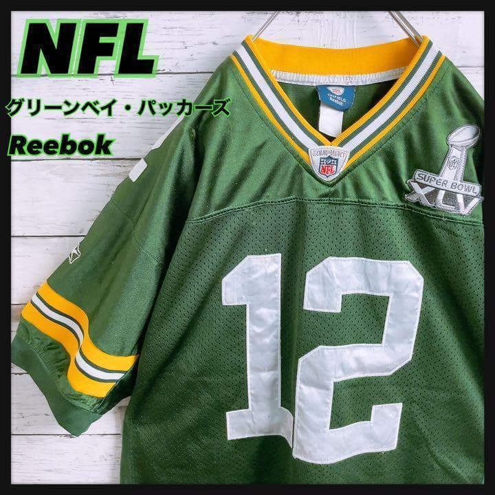 超希少【NFL】リーボック グリーンベイ パッカーズ チーム刺繍 ゲームシャツ