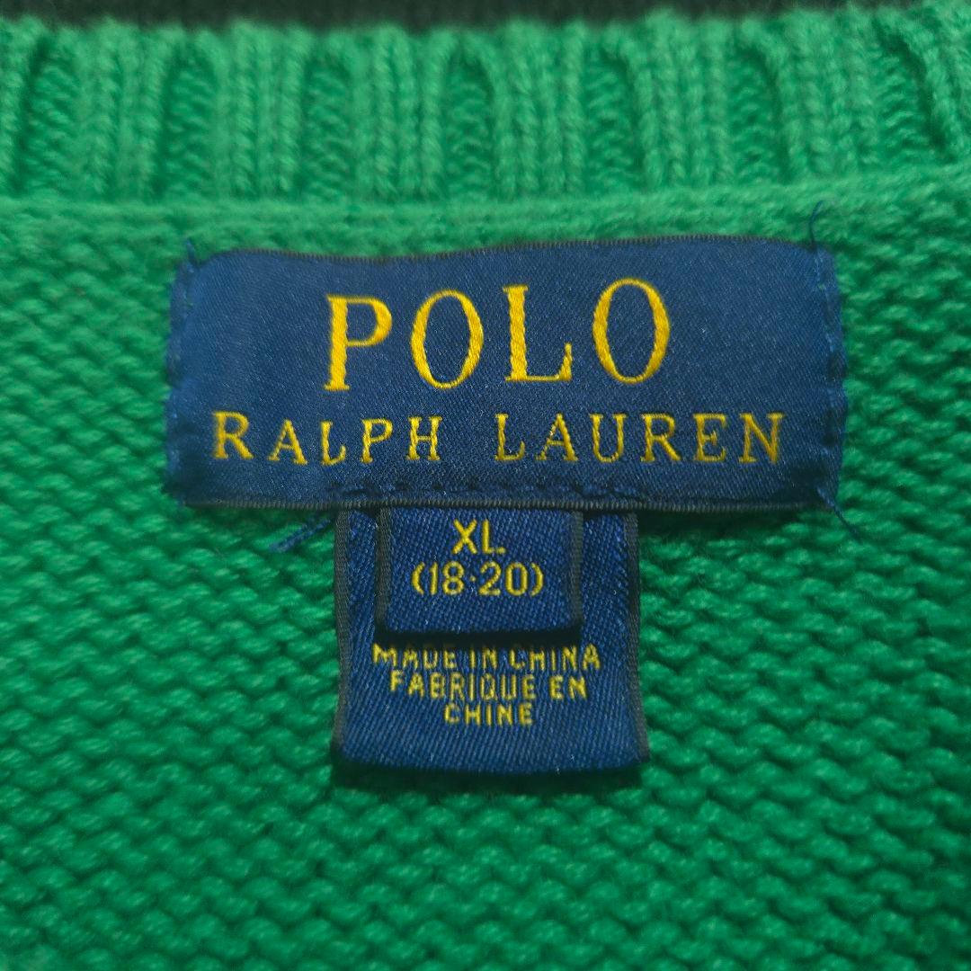 良色　ポロラルフローレン　ボーダーニットセーター　ワンポイント刺繍　POLO
