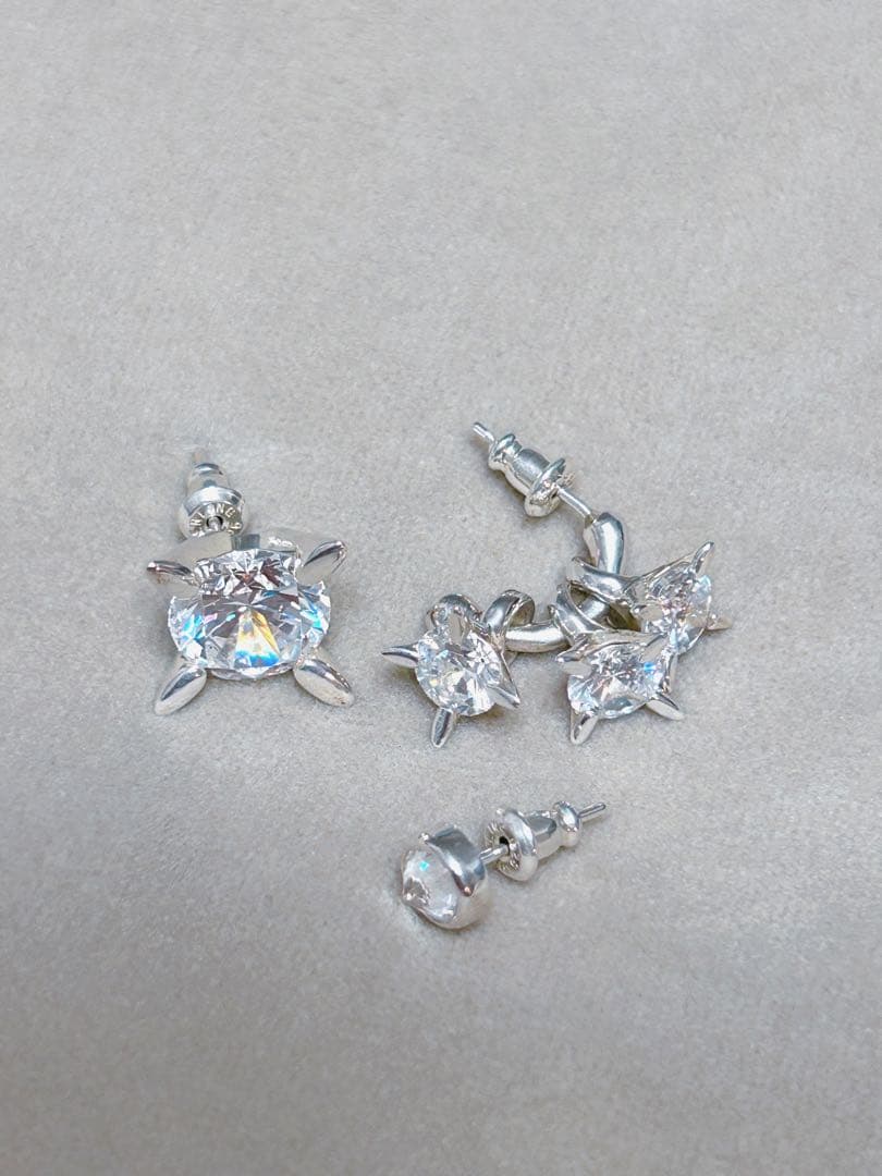 e.m. 片耳用ピアス 3点セット シルバー925 ジルコニア