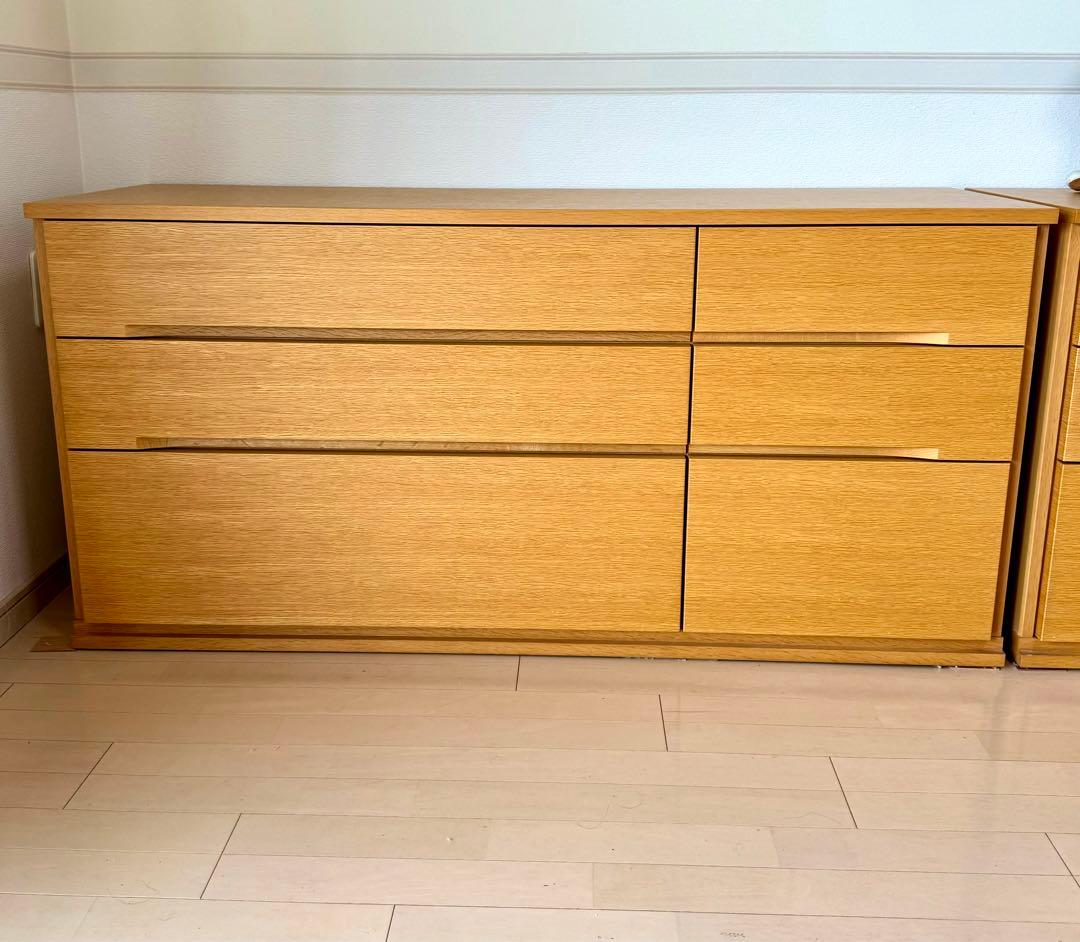 美品 IDC大塚家具 府中家具 焼印有 楢材チェスト 国産 高品質 幅136cm