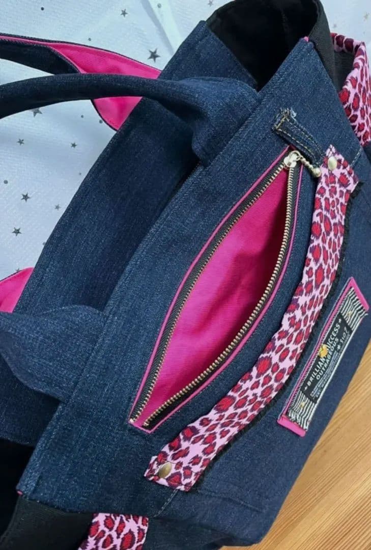 マリン大きめトートリメイクバッグ（LL）No.859☆ショルダー紐4cm