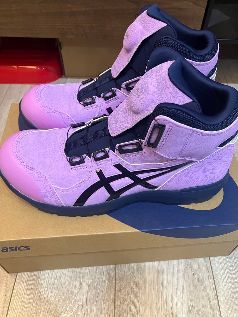 ASICS ピンク ハイカット安全靴26.5