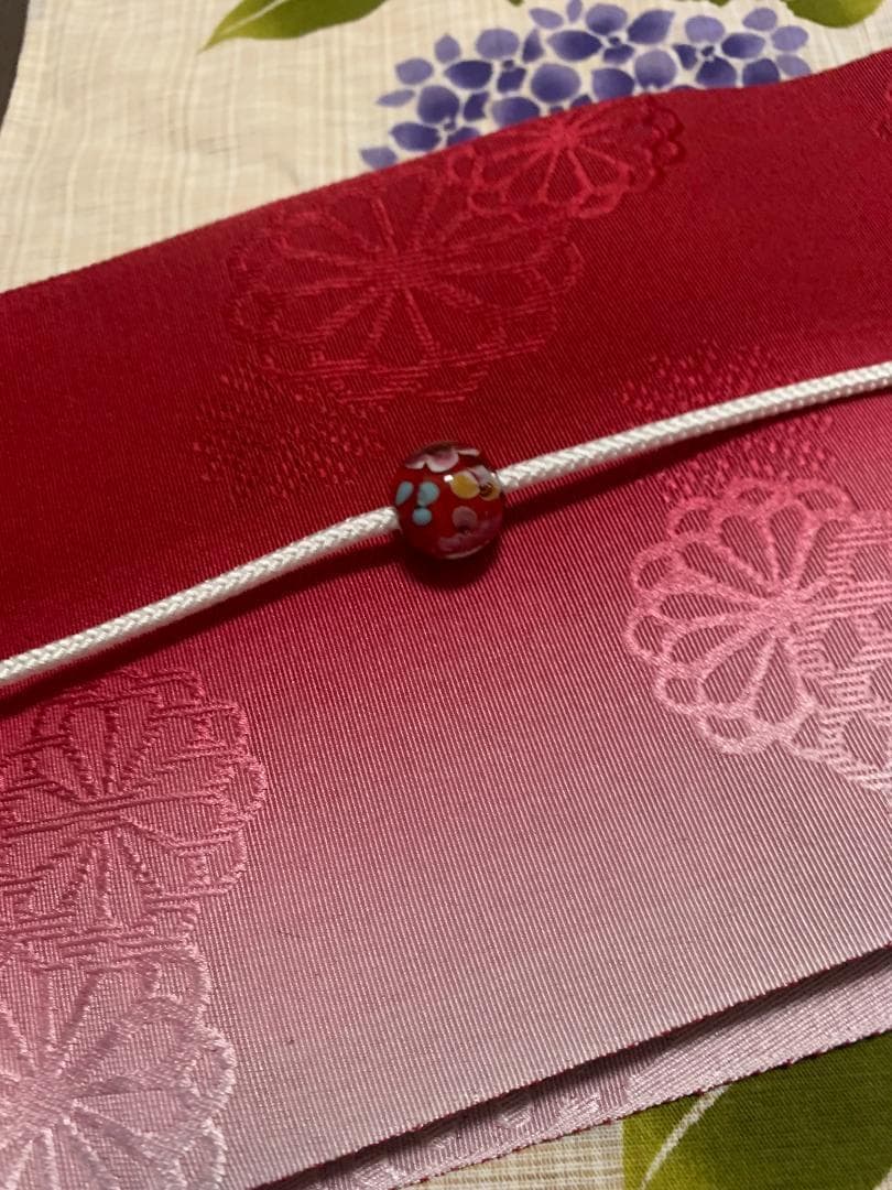 画像の帯つき◆最高級【綿麻浴衣】紫陽花（あじさい）のゆかた◆