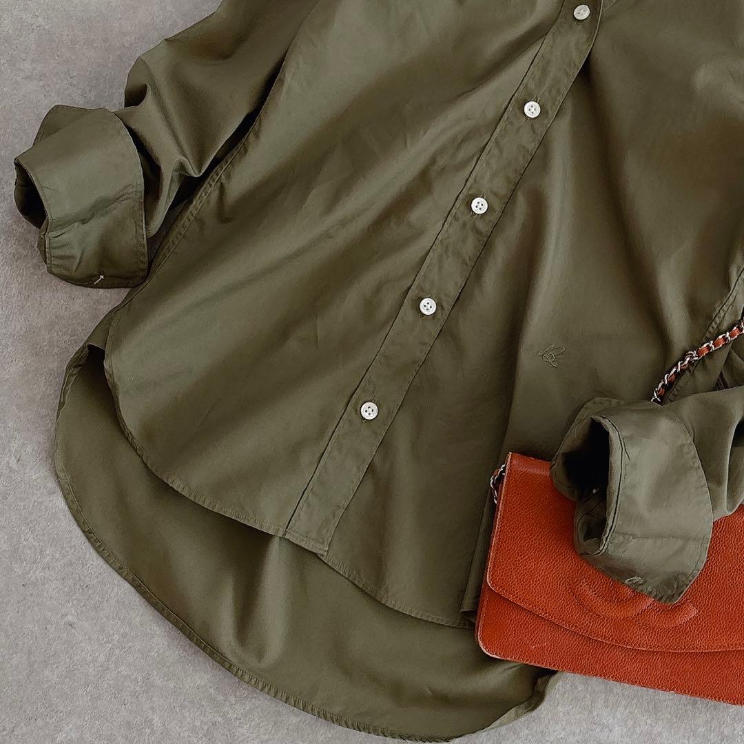 美品 マディソンブルー 蛯原友里さん着用 コットンマダムシャツ カーキ B刺繍