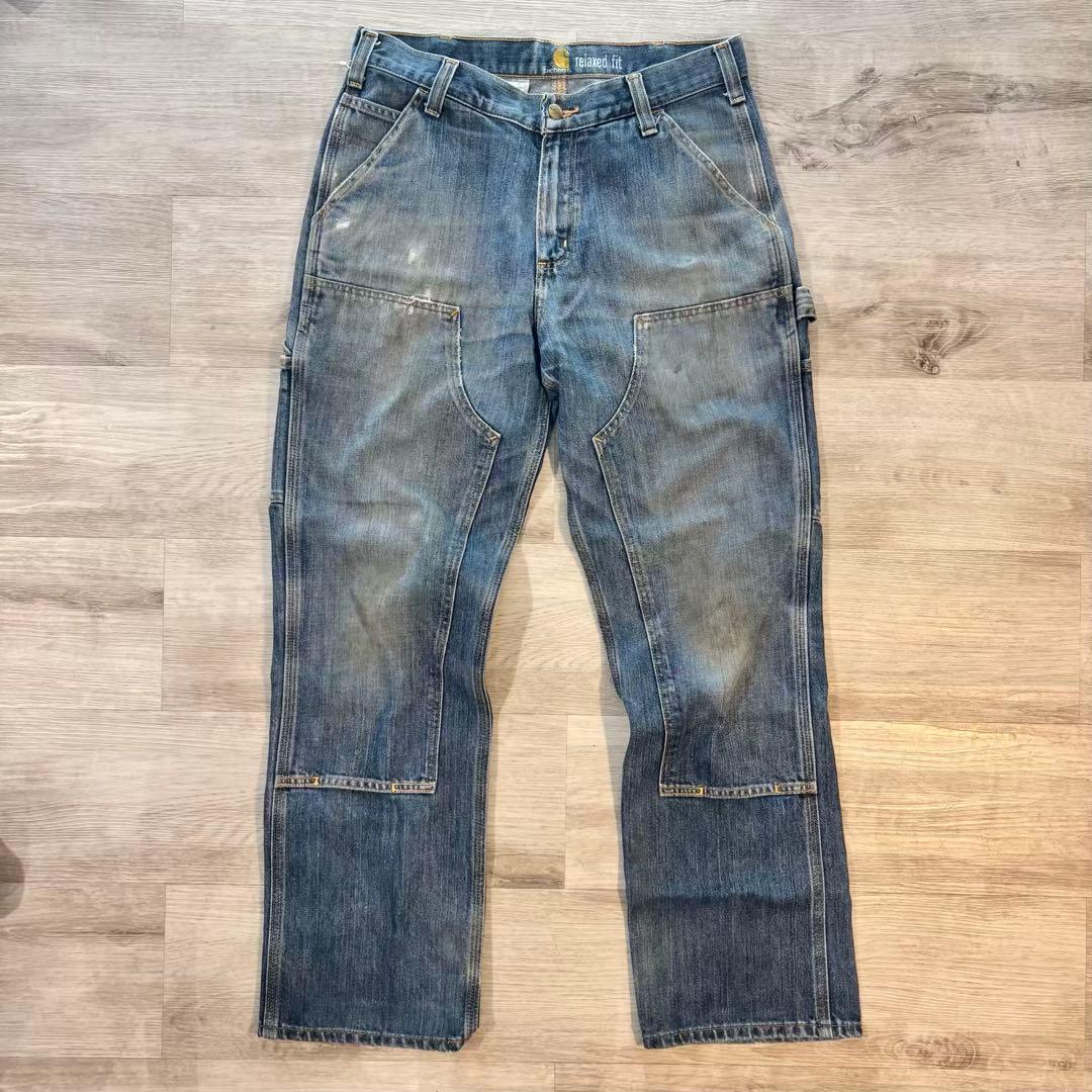 【Carhartt】ダブルニー デニム フェード良好 ゴールデンサイズ#501