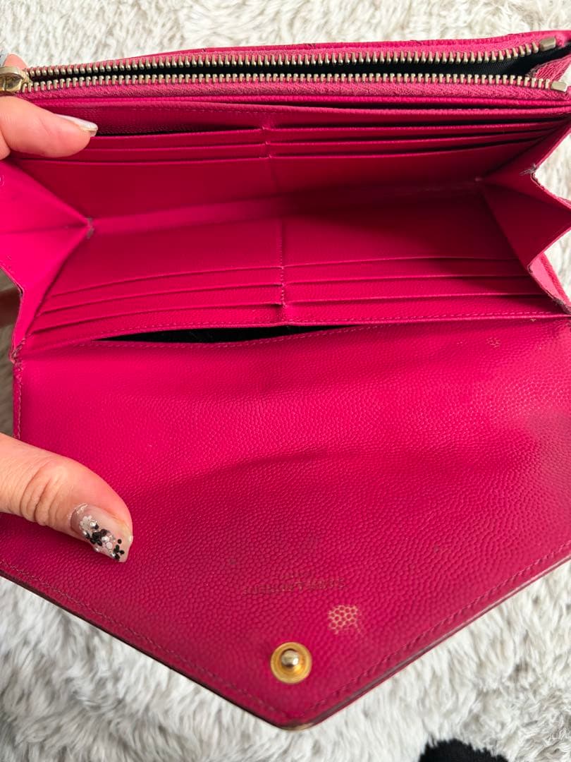 YSL ピンク キルティング長財布