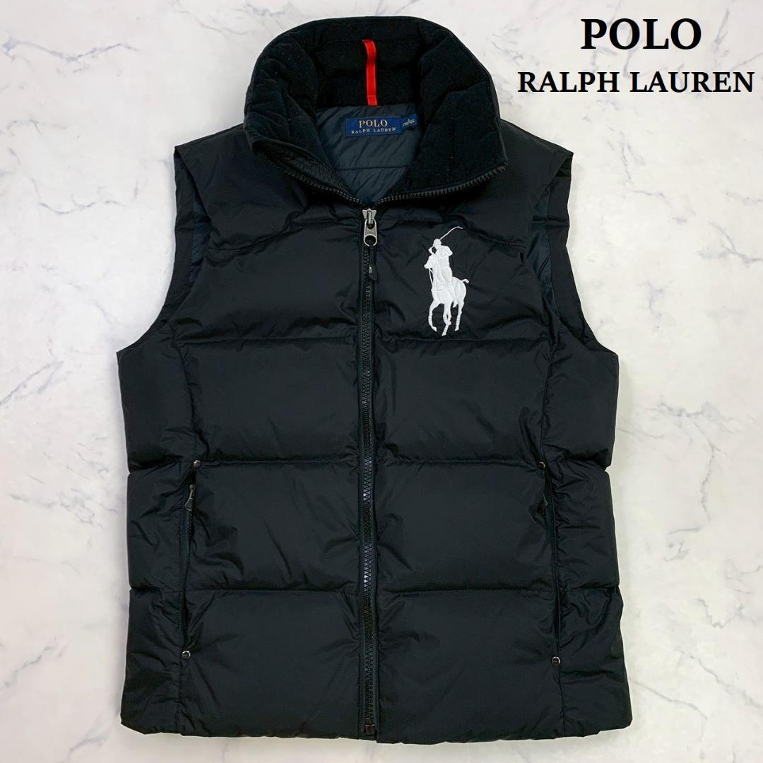 ポロラルフローレン ダウンベスト ビッグポニー刺繍 ブラック S　D949