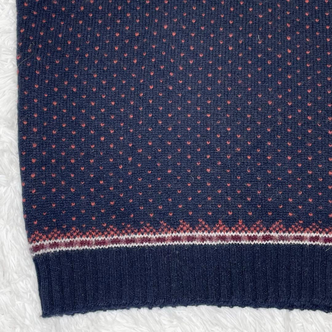 【美品】ジャミーソンズ　ニットベスト・フェアアイル柄・Vネック・ XL