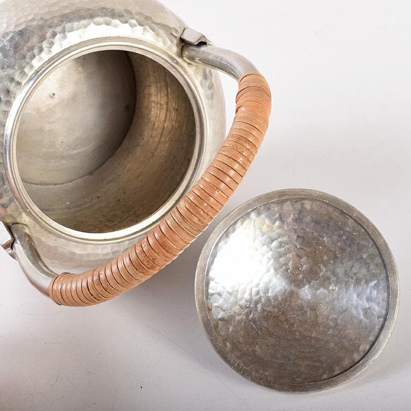 茶道具　平安　長栄堂造　純錫　湯沸かし　錫瓶　約497ｇ　共箱　D　R8102