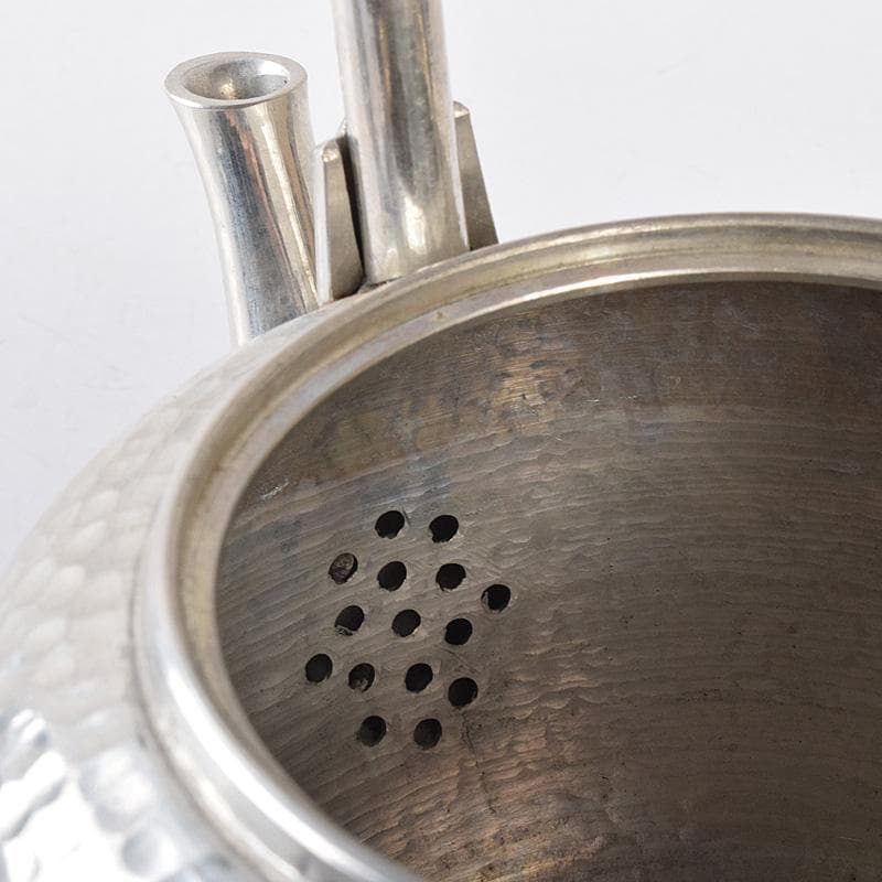 茶道具　平安　長栄堂造　純錫　湯沸かし　錫瓶　約497ｇ　共箱　D　R8102