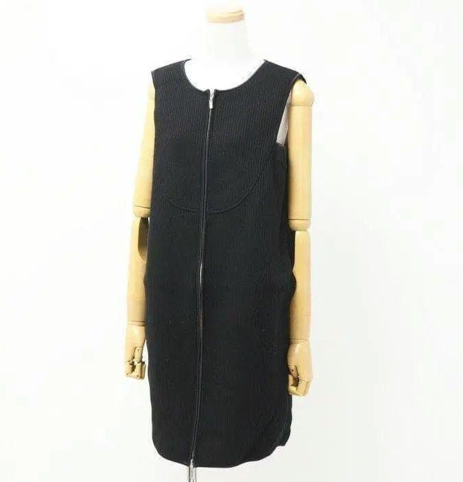 フォクシーニューヨーク ロングジレ ノースリーブワンピース　ダブルジップ　黒