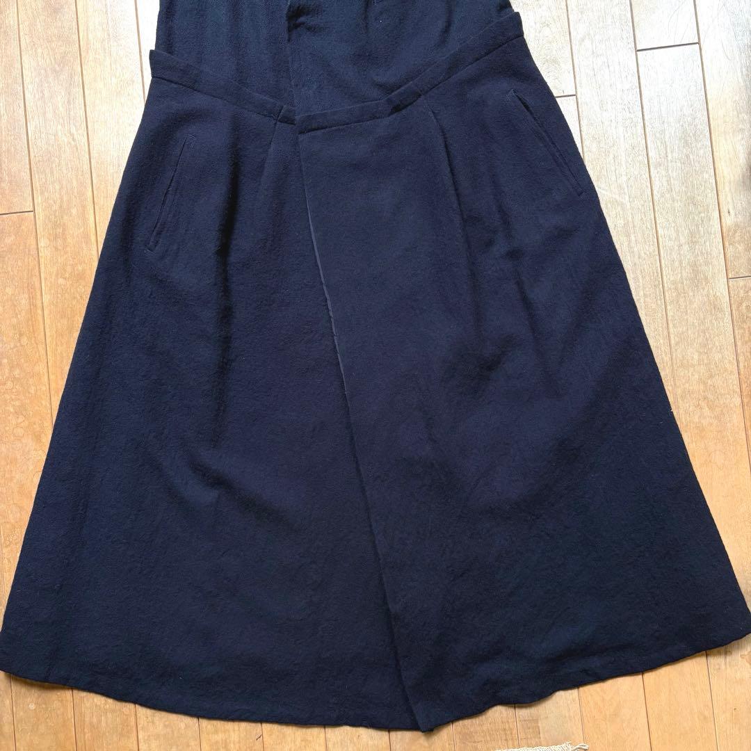 ワイズ／ロングワンピース／ジャンパースカート／ウール／ネイビー／ヨウジヤマモト