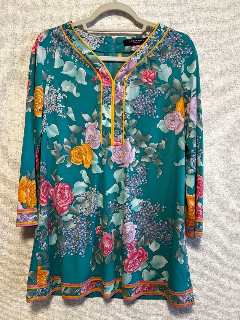 LEONARD ターコイズ フラワープリント チュニック