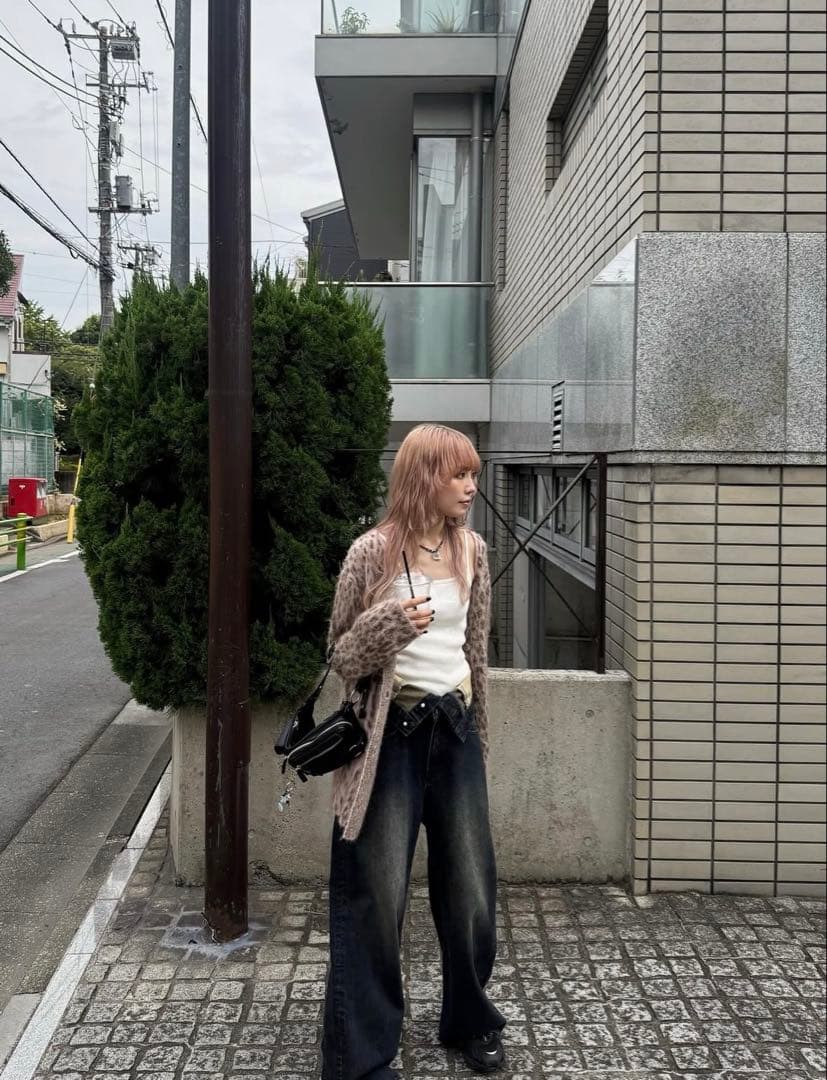 SLY スライ JQ LEOPARD カーディガン M/PNK レオパードニット