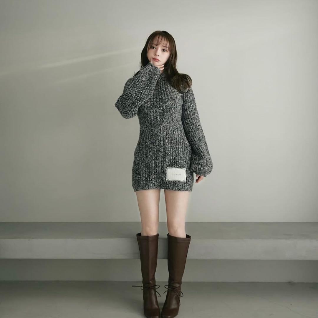 【 andmary 】Mel kniw mini dress black