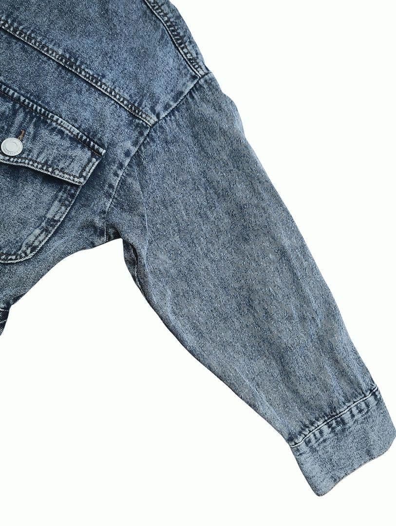 古着リメイク　Gジャンリメイクデニムパッチワークロングジャケット　ブリーチデニム