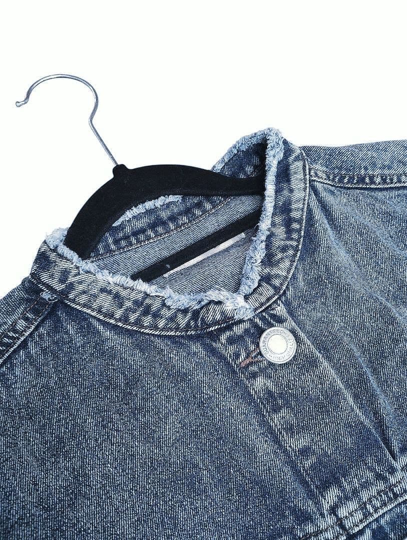 古着リメイク　Gジャンリメイクデニムパッチワークロングジャケット　ブリーチデニム