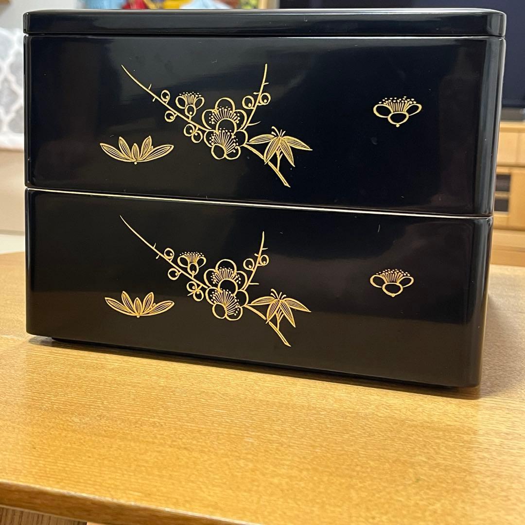 【桐箱付き】美品　輪島塗　2段重　輪島漆器　お重箱　伝統工芸品　骨董品　高級漆器