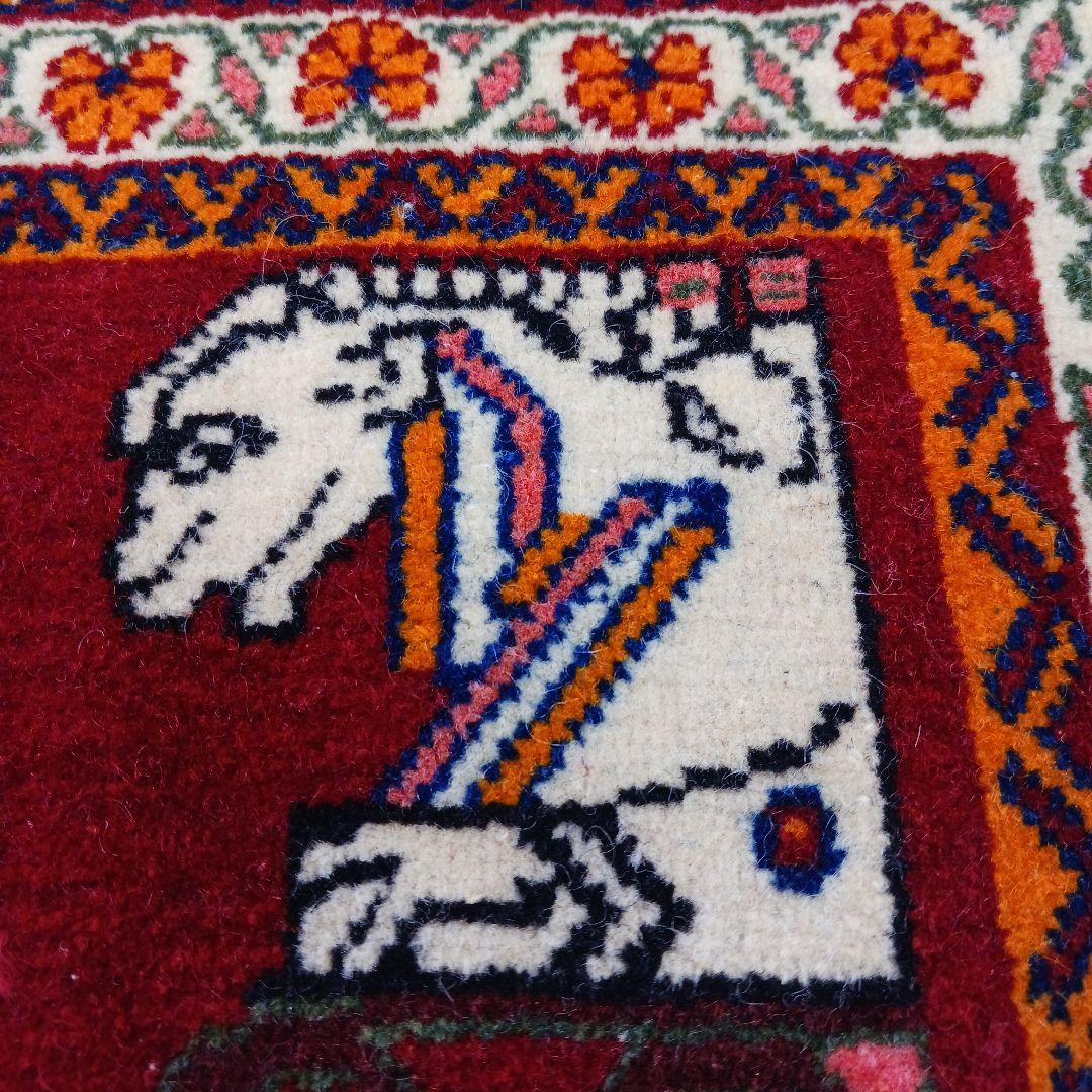 Y3061 ペルシャ絨毯 カシュガイ ウール 手織り 62×64㎝