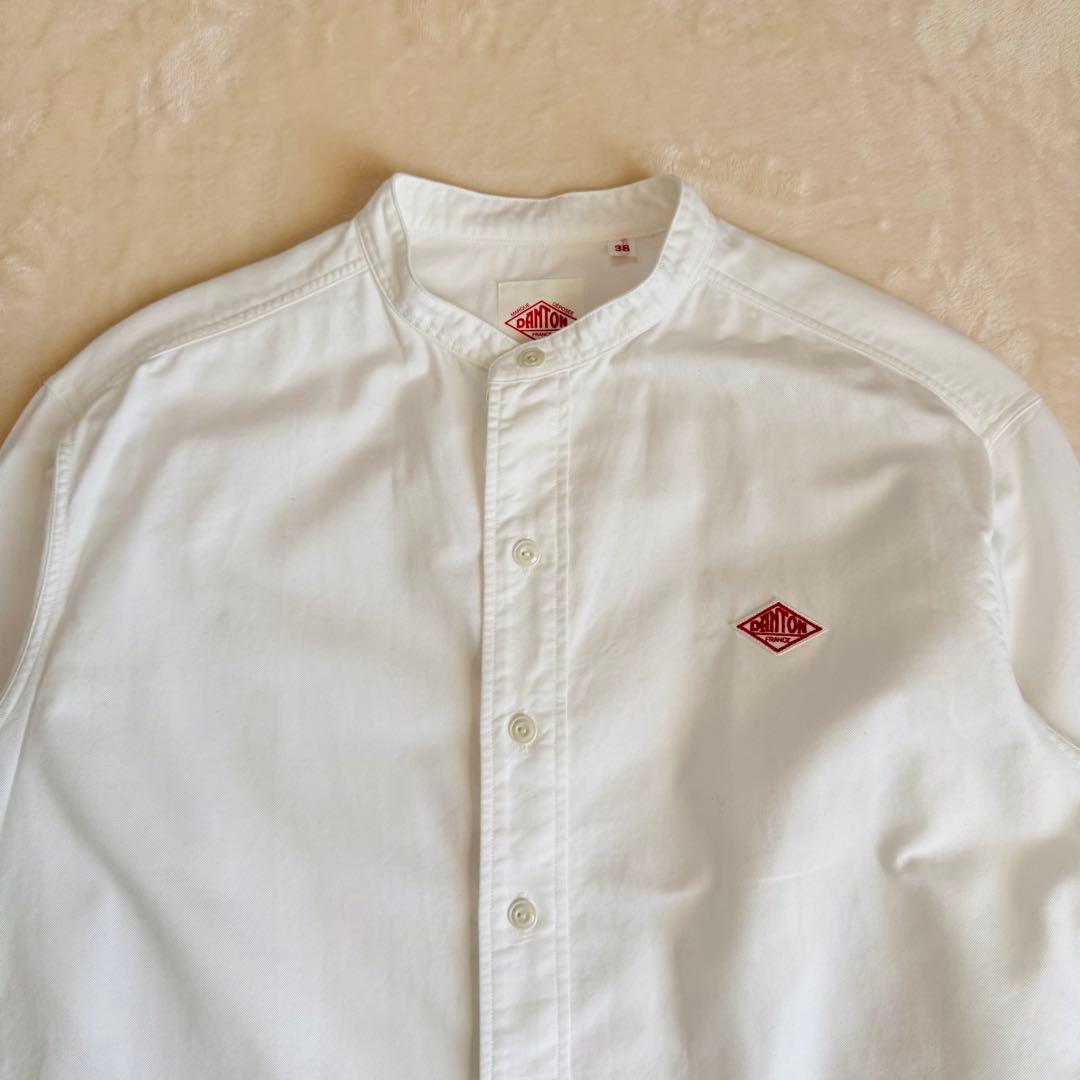 【美品】DANTON ダントン バンドカラーシャツ ホワイト 38 ゆったり