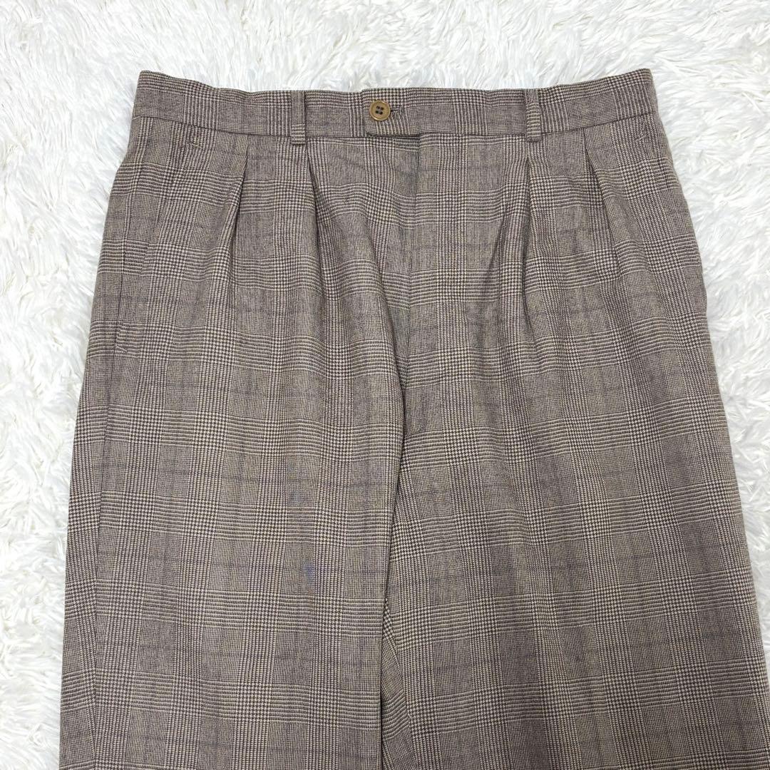 【美品】Lサイズ ポールスミス フランネル グレンチェック スーツ グレージュ