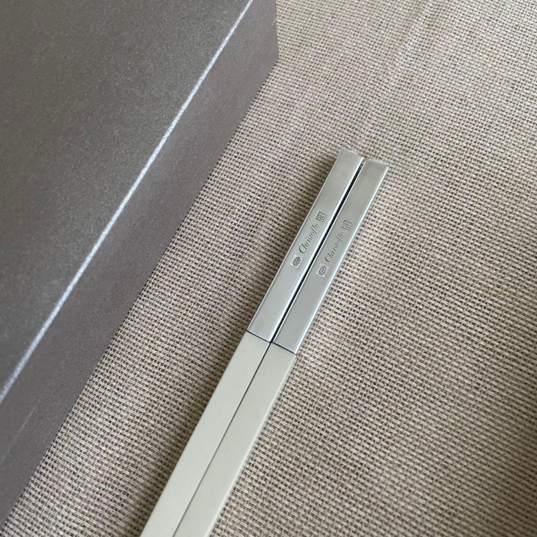 Christofle クリストフル お箸 4膳セット／箱・説明書あり／シルバー