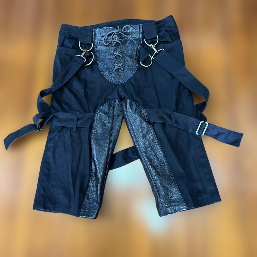 希少　20471120 HYOMA レザーコンビボンテージハーフパンツ