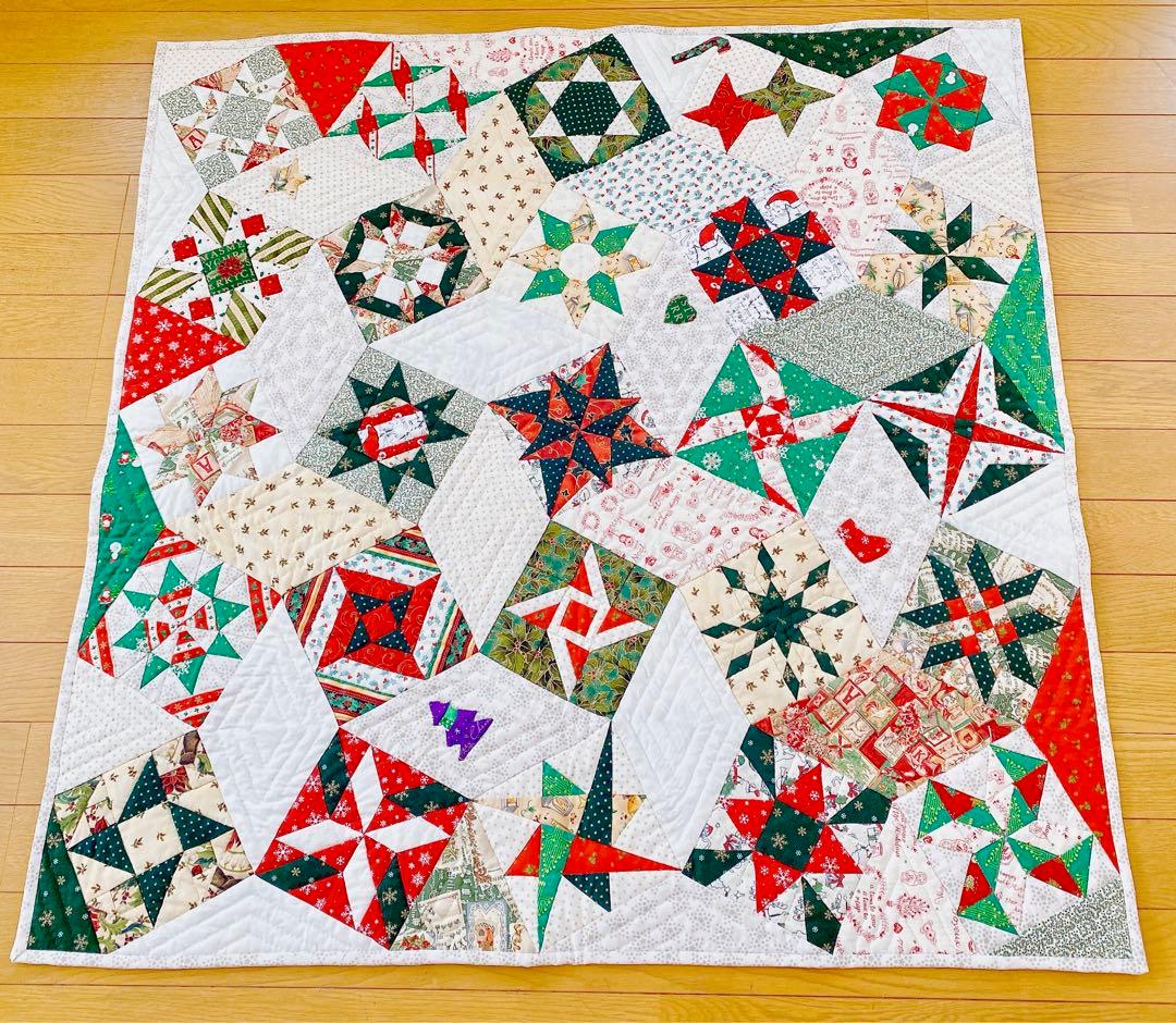 【ハンドメイド】クリスマス キルト タペストリー98×98cm
