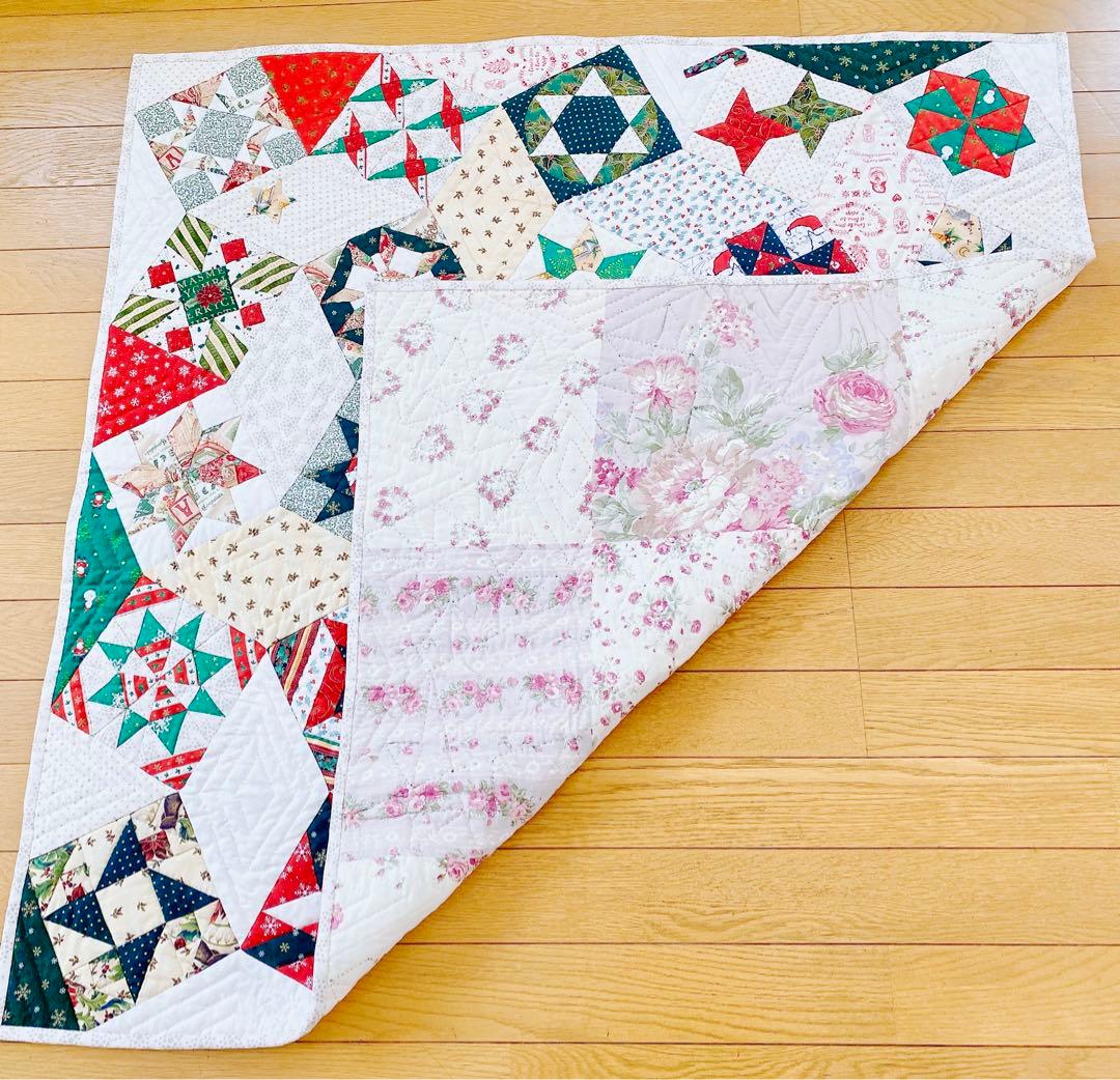 【ハンドメイド】クリスマス キルト タペストリー98×98cm