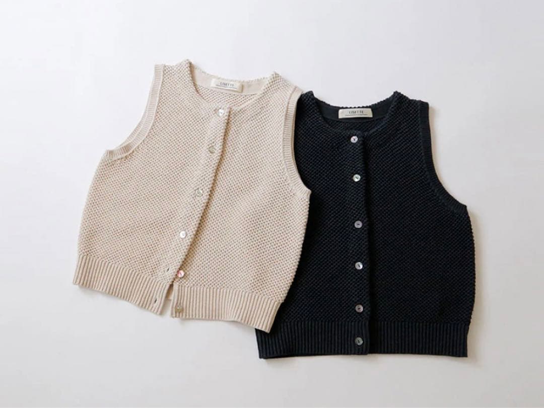 LISETTE リゼッタ 　ベージュ　模様編み 　ベスト　ハンドニット　ジレ