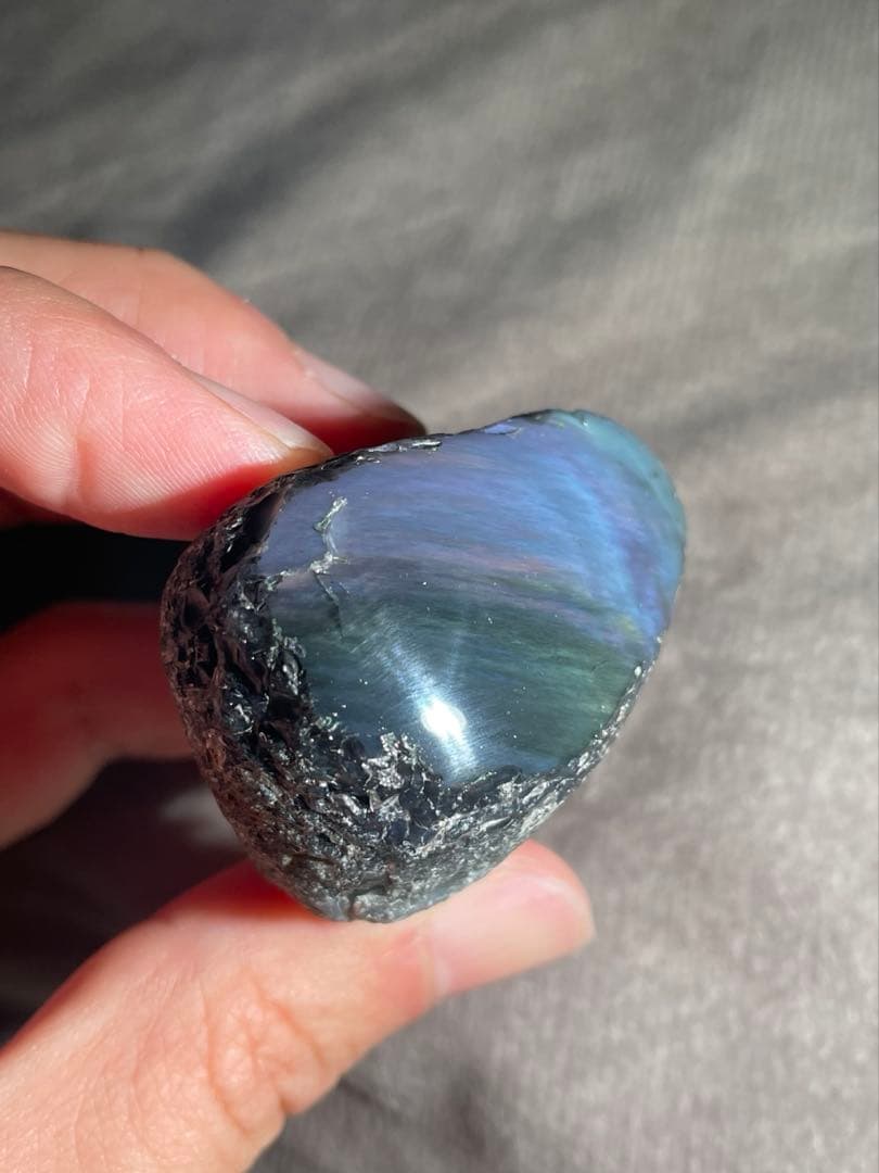 研磨品　十勝石玲瓏　複合色オーロラ　レインボーオブシディアン