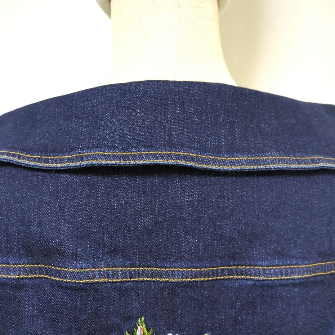 【極美品】ピンクハウス バック 薔薇刺繍 ストレッチ デニム ジャケット
