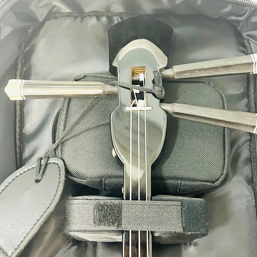 【美品】沖縄三線　蛇柄　人工皮仕様　三味線タイプ　リュックケース付き