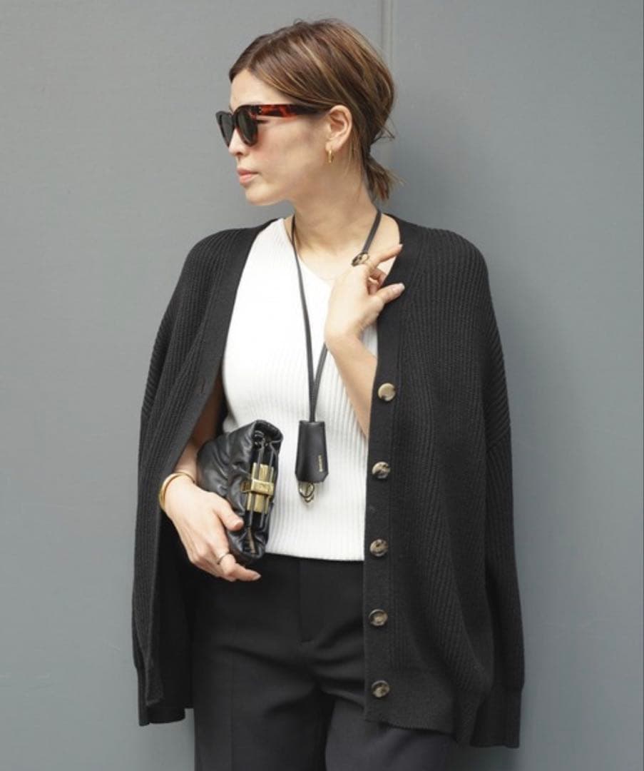 ドゥーズィエムクラス　エブリデイアイライク　シルク　コットンカーディガンＶネック