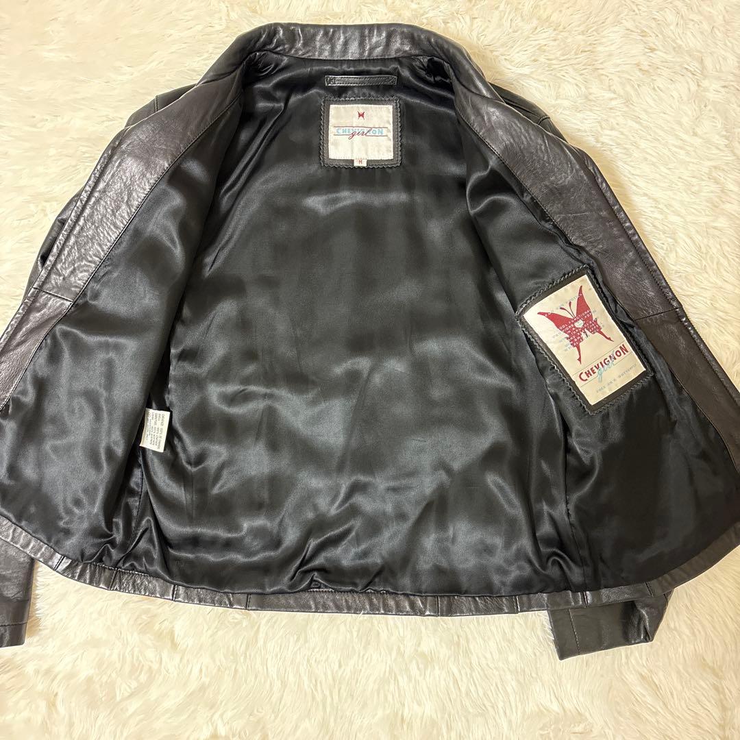 CHEVIGNON シェビニオン　レザーライダースジャケット　シングル　ベルト