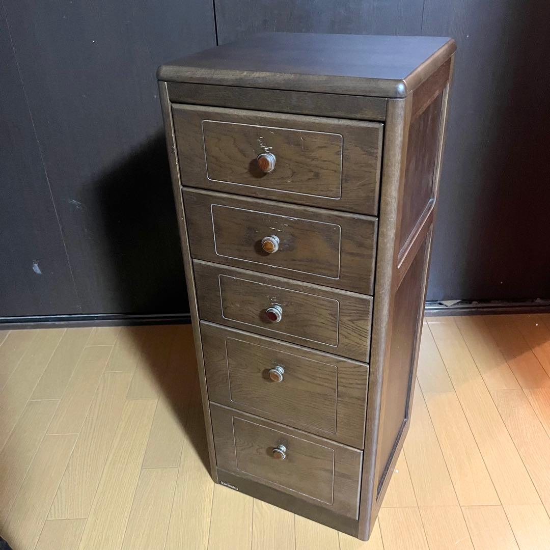 カリモク タンス チェスト5段 引き出し 天然木（ナラ） スリムチェスト