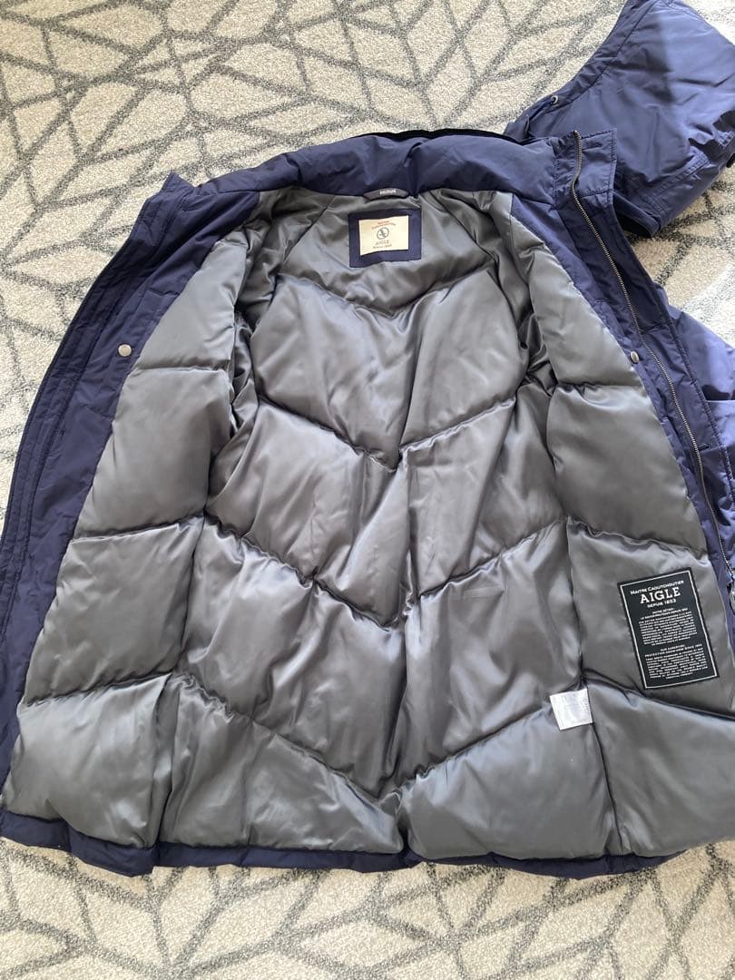 AIGLE ネイビー ダウンジャケット 取り外しフード