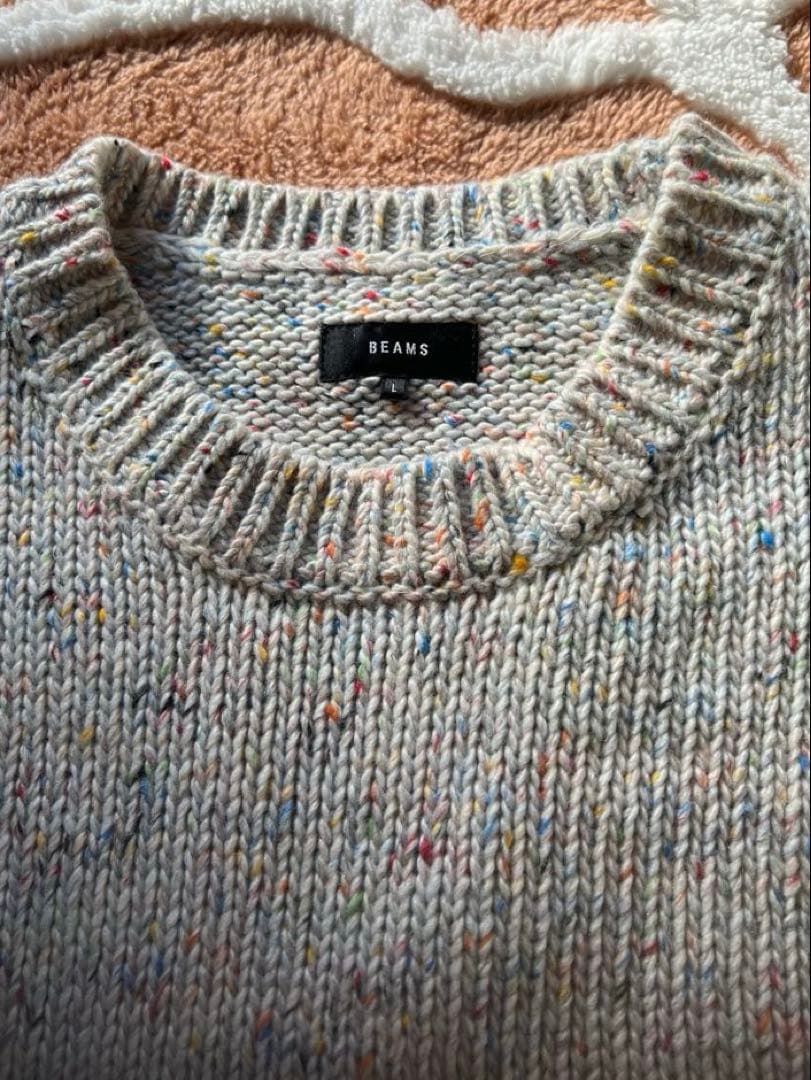 3ゲージ カラーネップ クルーネック ニット　Lサイズ