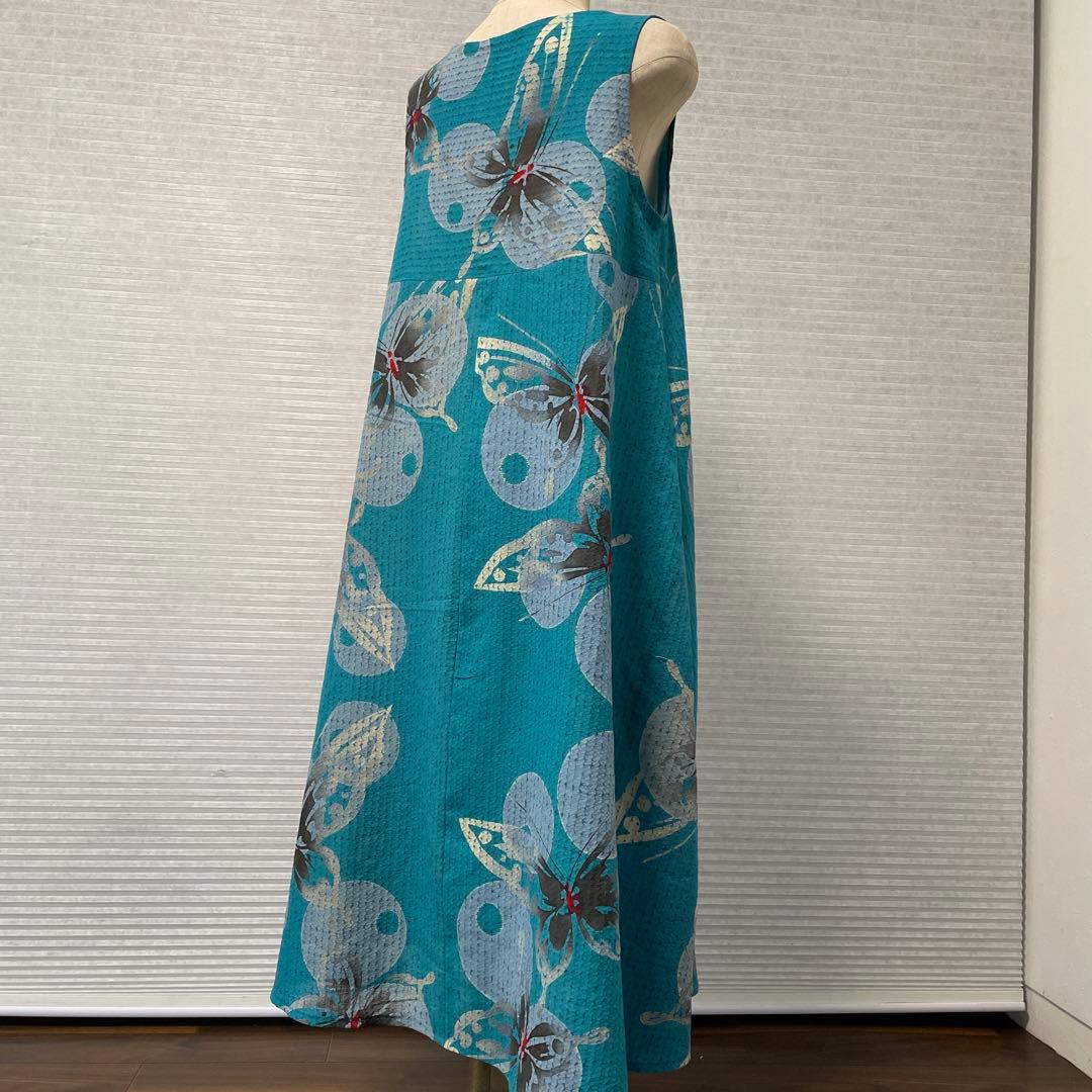 着物ワンピースAラインマキシ丈【127】浴衣反物M〜L