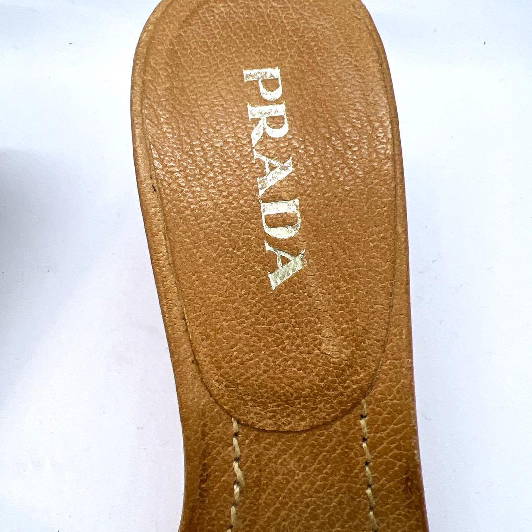 PRADA レディース　ミュール　ヒール　オープントゥ　ベージュ　23cm