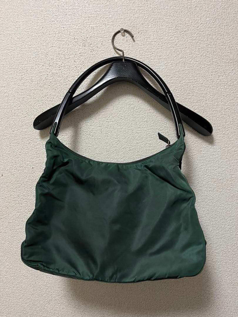 イタリア製　プラダ　テスート　ナイロン肩掛けバッグ　/緑　三角ロゴ　ハンドバッグ