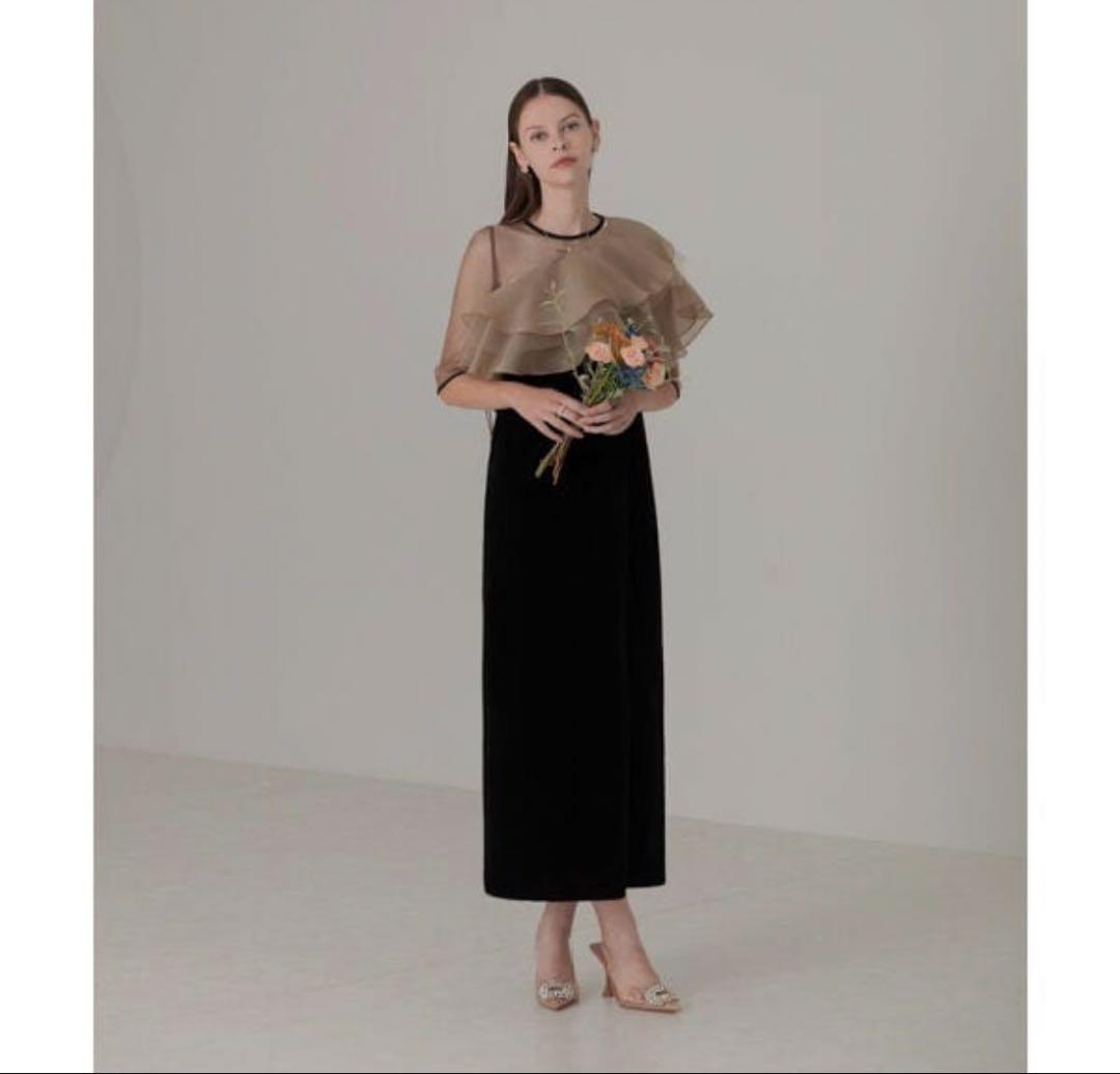 【⑦】Leja アシンメトリーティアードフリル3WAYベロアIラインドレス